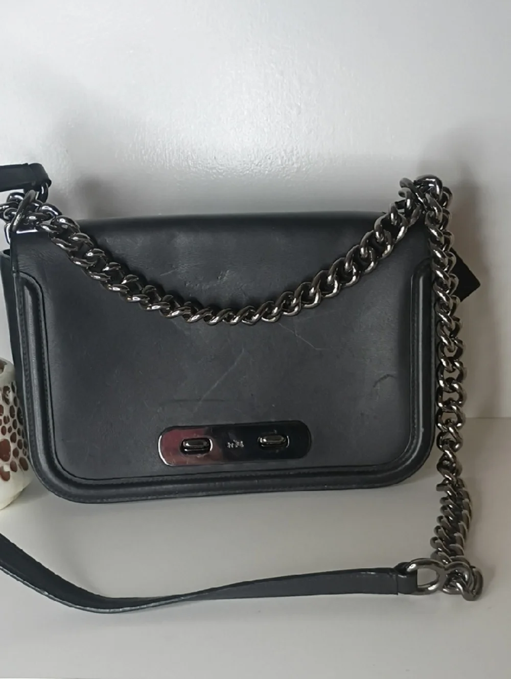 Coach Swagger Black Glovetanned Leather Chain Shoulder Bag 54640